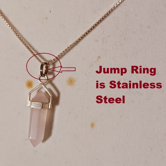 90s Vintage Sterling Silver and Rose Quartz Pendant Necklace - Picture 10 of 11